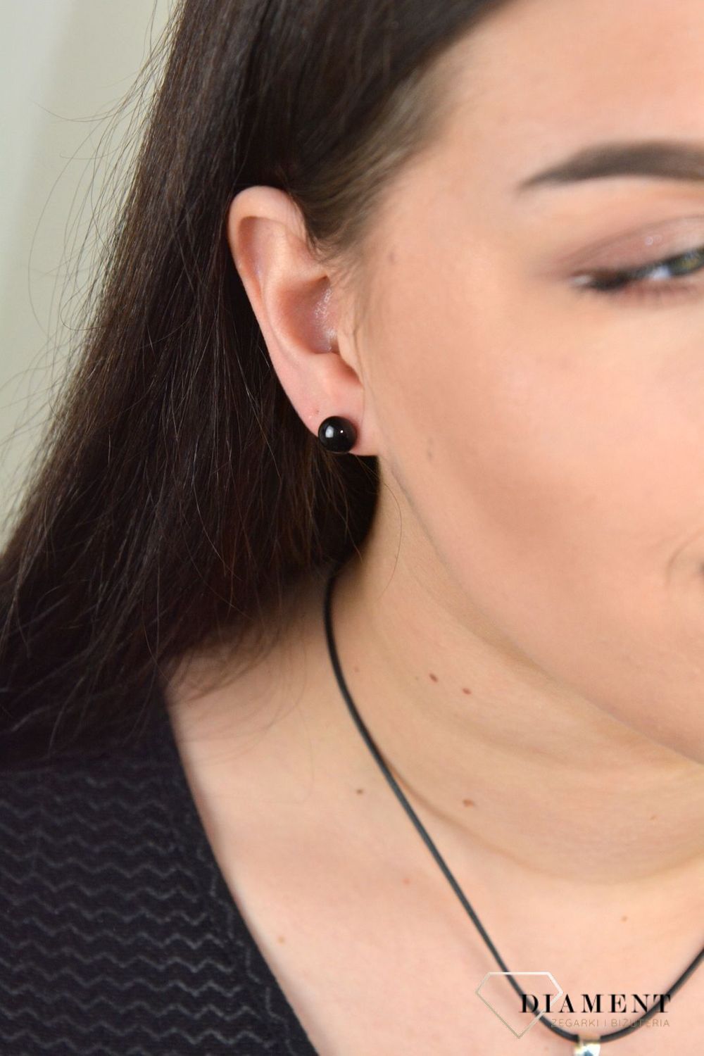 Srebrne kolczyki szkło weneckie 'Głęboka czerń' Murano 35.jpg